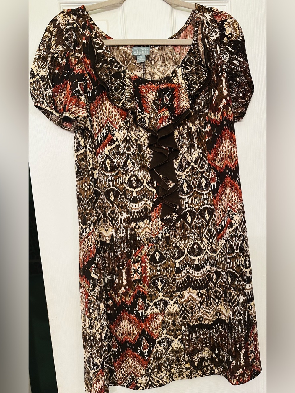 Rabbit Rabbit Rabbit Brown Black Rust Printed Blouse dress